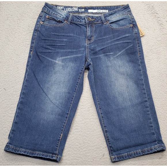 DKNY Ludlow Capri Jeans Womens Size 8 Navy 5-Pockets Stretchy High Rise‎ Preppy - Picture 1 of 7